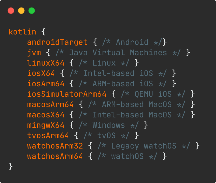 Gradle config for a kotlin multiplatform app