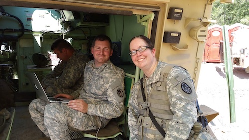 The Hakz Founder sitting in a military-owned Bradley fighting vehicle